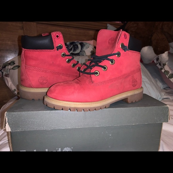 Red Timberland boots